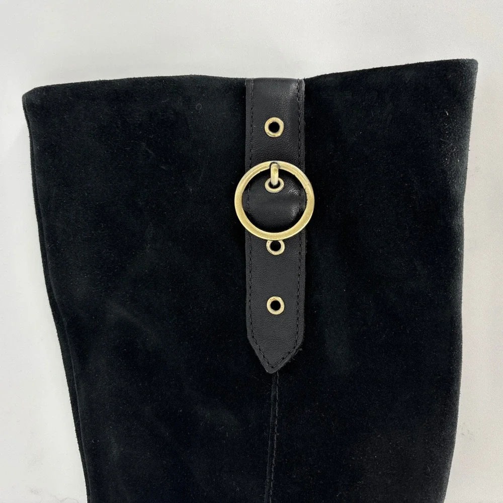 Dansko Dawn Waterproof Tall Boots Black Women Size 41 Leather Suede Buckle
